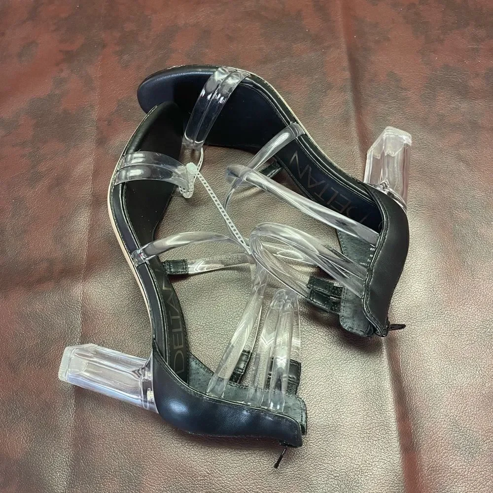 Deltan clear and‎ black heels new without tags, size 6.5